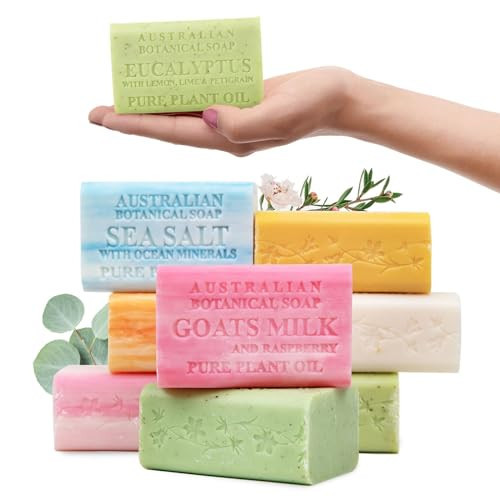 Australian Botanical Soap Variety Pack, 6.6 oz Bars – Goat Milk, Eucalyptus, Manuka Honey, Sea Salt, Pink Lychee, Lemongrass, Raspberry, Valencia Orange – Enriched with Organic Shea Butter, Pack of 8 | Amazon (US)