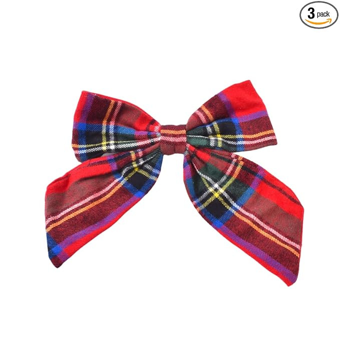 Bellefixe Christmas Bow Hair Clip | Women and Girls | Tartan Plaid Bow Clip (Cinnamon Spice) | Amazon (US)