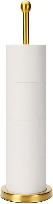 Songtec Gold Toilet Paper Holder Stand with Reserve, Floor Standing Tisse Roll Holder for 4 Rolls... | Amazon (US)