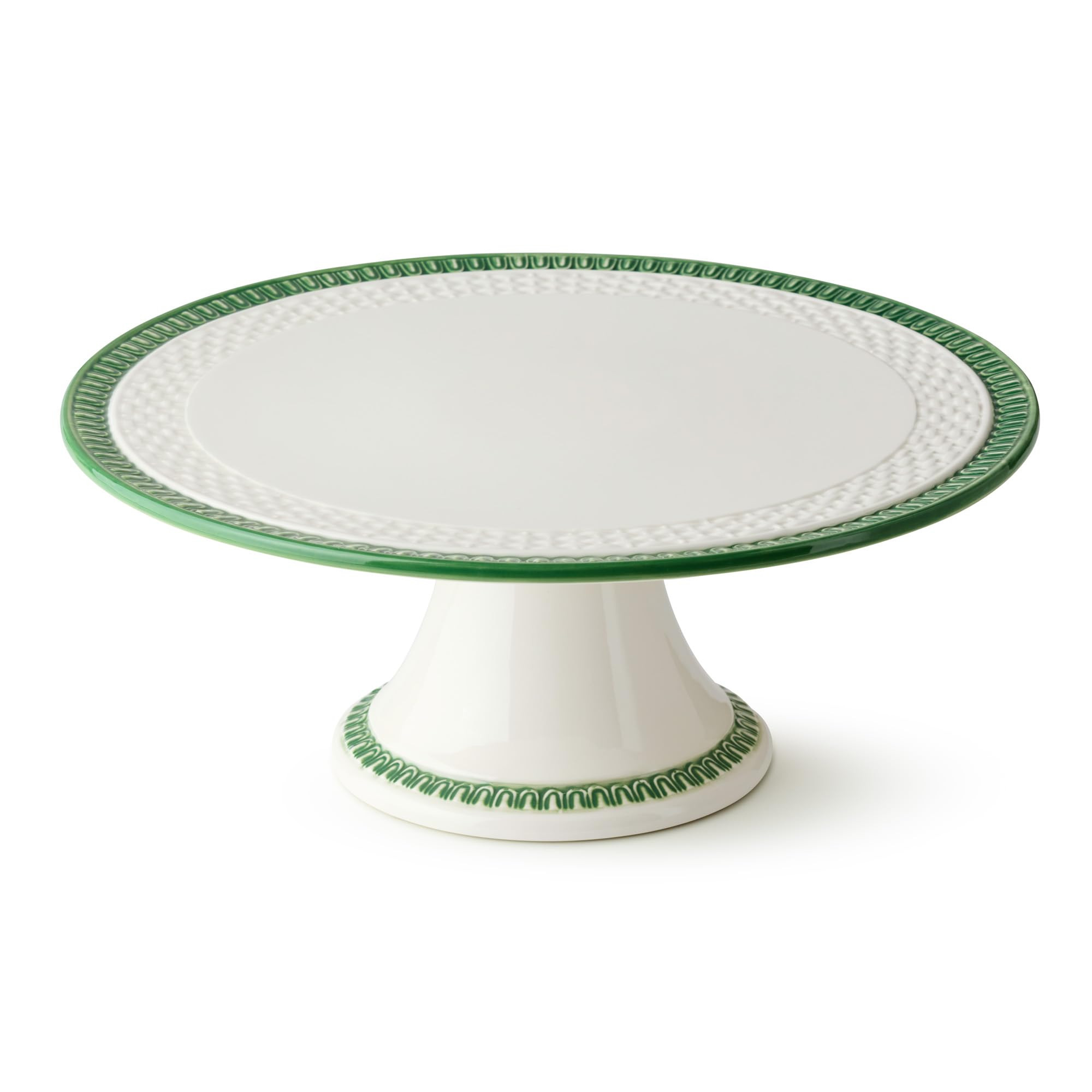 Le Jardin EMBOSSED RATTAN FOOTED CAKE PLATE – Stoneware Cake Stand with Basketweave Detail and ... | Amazon (US)