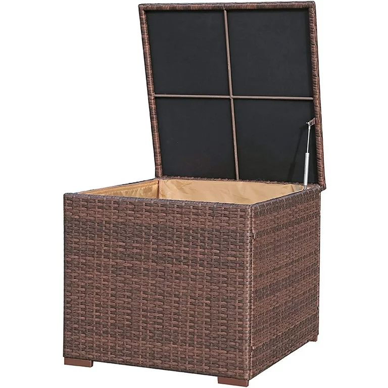 JOIVI Outdoor Storage Box, 88-Gallon Patio Rattan Storage Deck Box with Hinged Lid, Weather-resis... | Walmart (US)