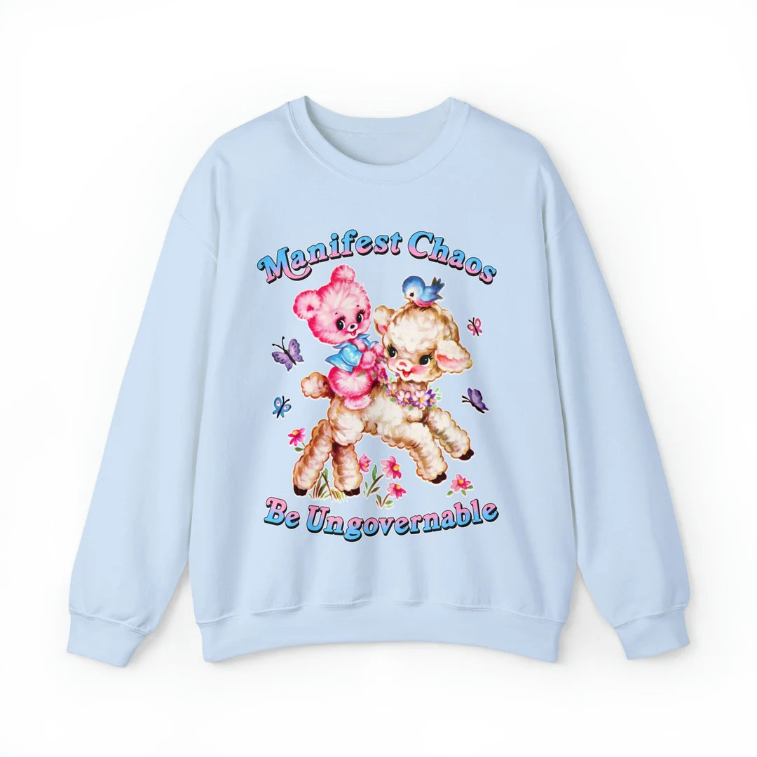 Cute Retro Manifest Chaos Be Ungovernable Sweatshirt - Etsy | Etsy (US)