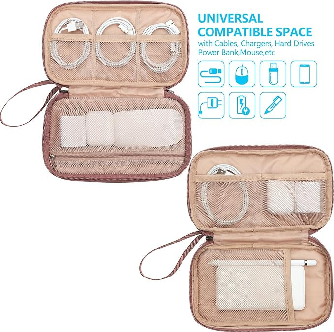 NISHEL Travel Cord Organizer Case, Double Layers Tech Electronic Bag, Essentials for Charger, Cab... | Amazon (US)