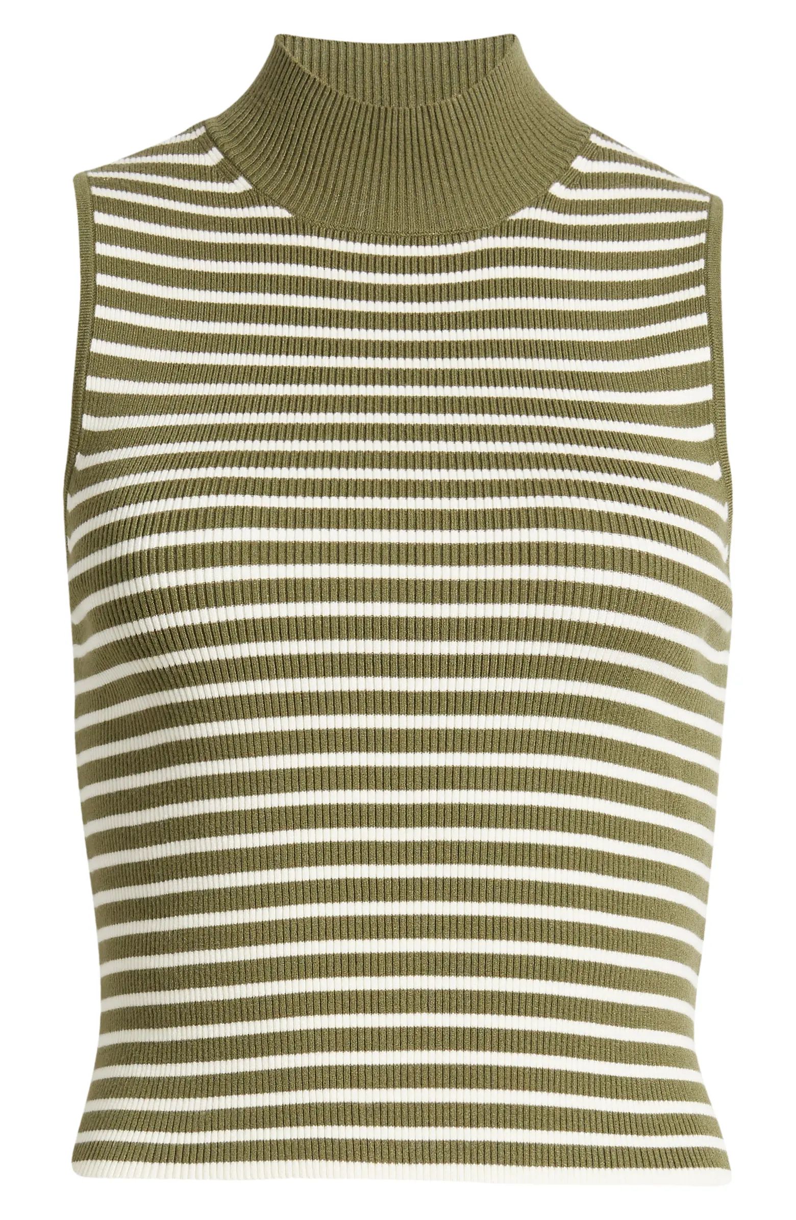 Madewell Stripe Mock Neck Wide Rib Sweater Tank | Nordstrom | Nordstrom