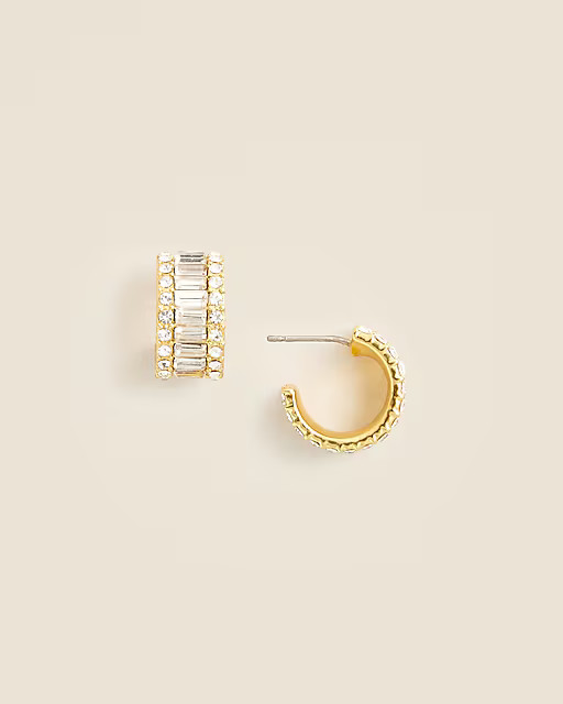Baguette cubic zirconia hoop earrings | J. Crew US