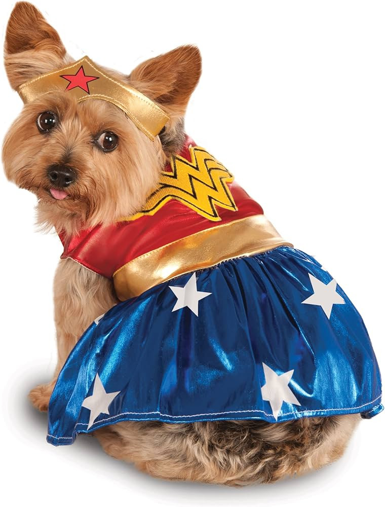 DC Comics Pet Costume, Medium, Wonder Woman, Blue | Amazon (US)