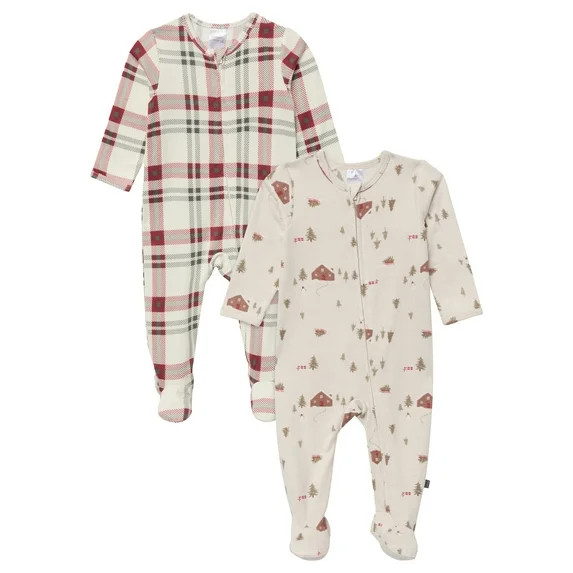Modern Moments by Gerber Gender Neutral Sleep ´N Play Christmas Pajamas, 2-Pack, Sizes Newborn -... | Walmart (US)