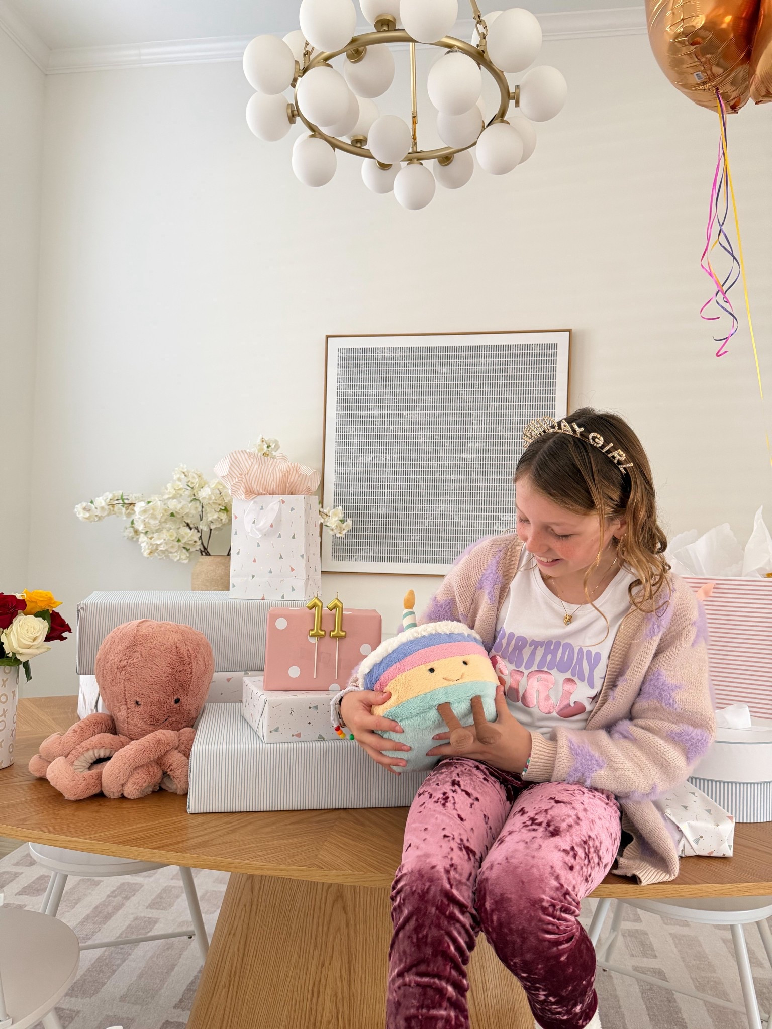 Birthday girl loves her Jellycats 