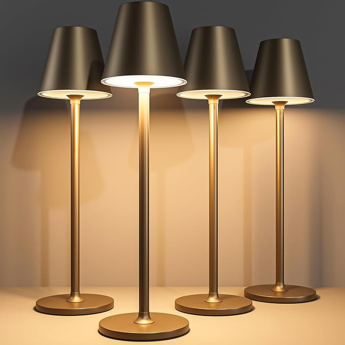 Timjorman 4-Pack Cordless Table Lamps - 5000mAh Rechargeable Battery Operated Desk Lamp, 3-Level ... | Amazon (US)