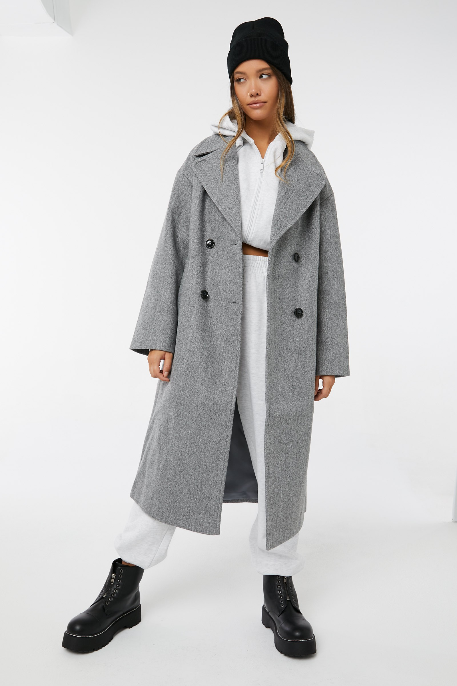 Oversized Double-Breasted Coat | Ardene