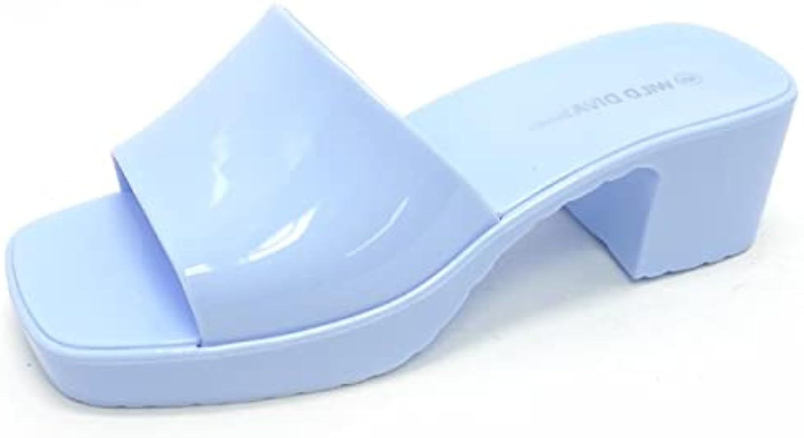 Wild Diva Karis-01 Women's Jelly Block Heel Mule Slide | Amazon (US)