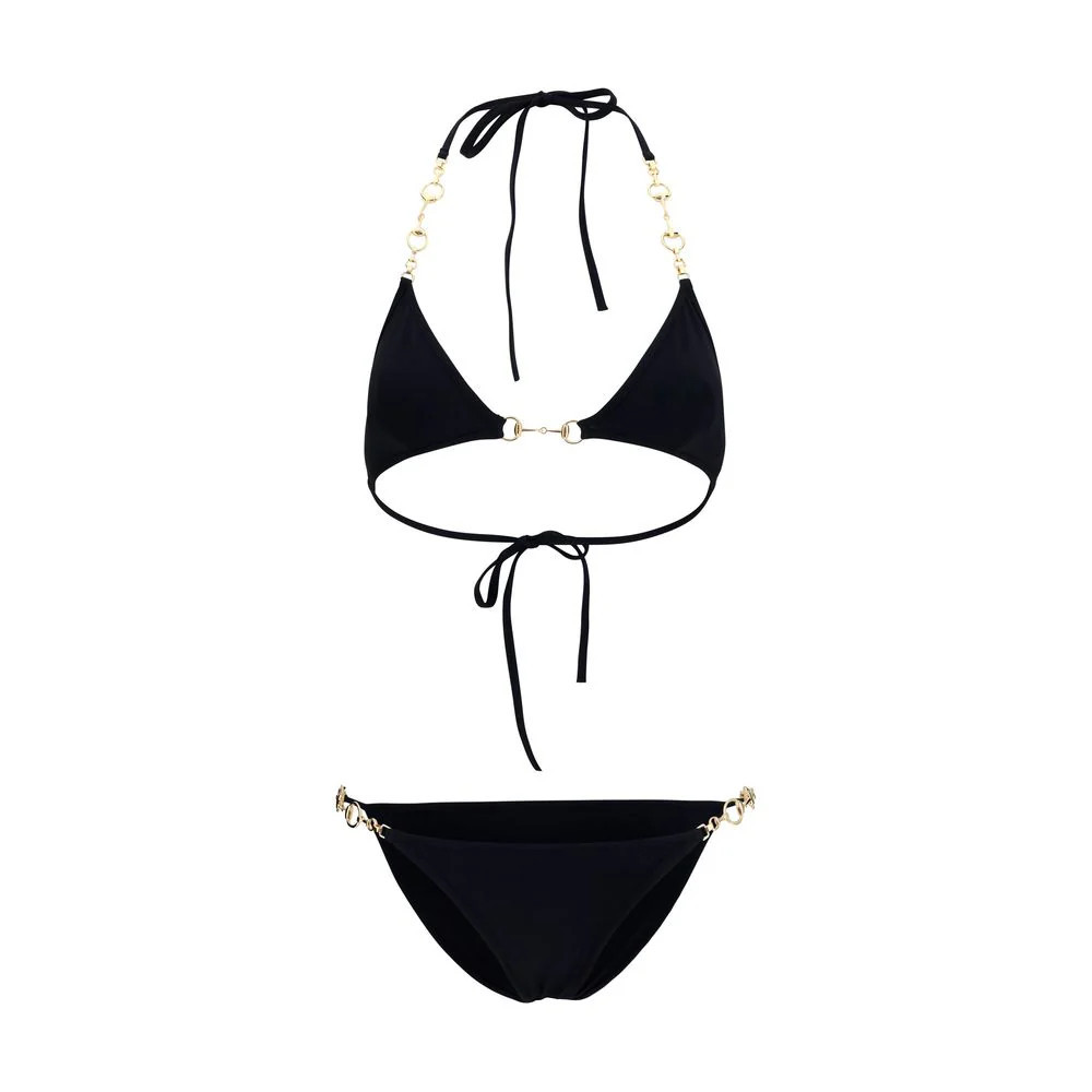 Gucci Horsebit Chain-Detail Bikini — Black | Italist Inc.