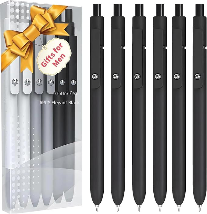 Vanhench 6PCS Elegant Black Gel Pens, Cool Construction Accessories for Dad Boyfriend, Birthday G... | Amazon (US)