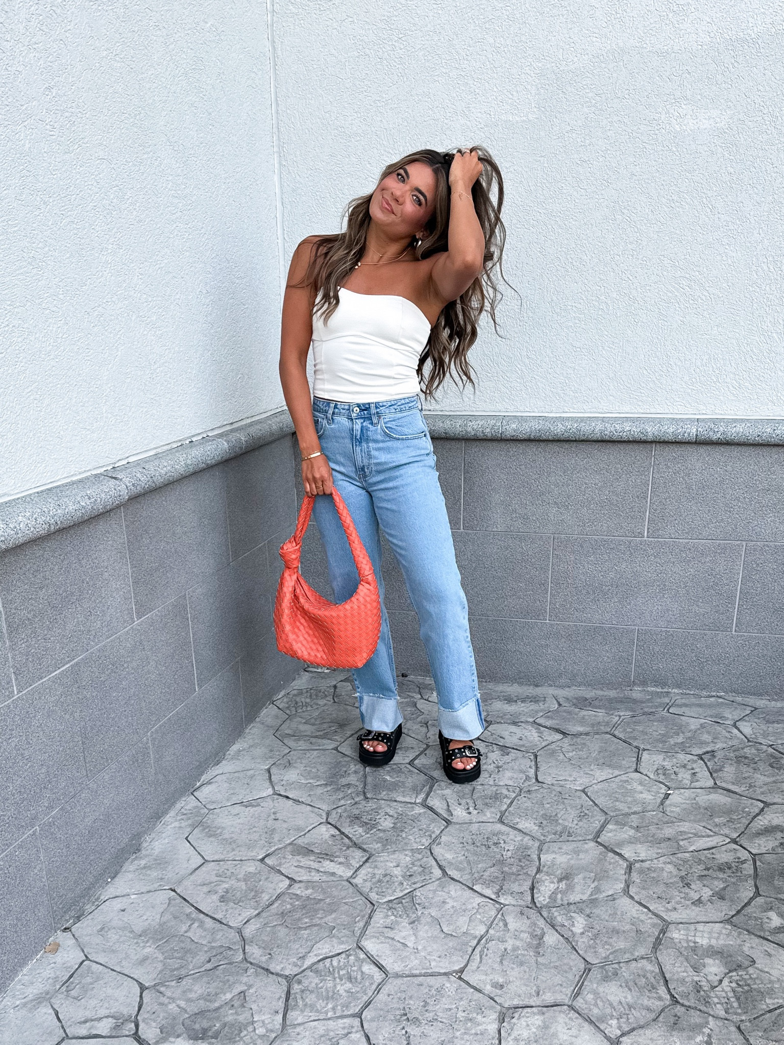 XS strapless top / wide leg jeans (26) / platform sandals / summer outfit 

#LTKShoeCrush #LTKStyleTip #LTKFindsUnder50