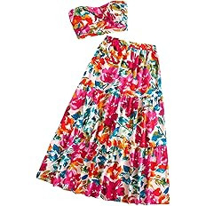 SOLY HUX Women's Boho 2 Piece Outfits Floral Print Colorful Tube Top and Ruffle Hem Maxi Skirt Se... | Amazon (US)