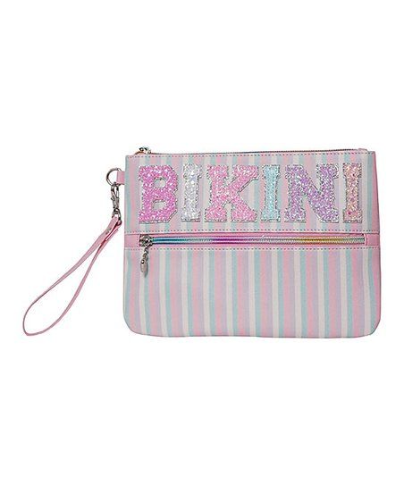 Pink & Mint Stripe 'Bikini' Wristlet | Zulily