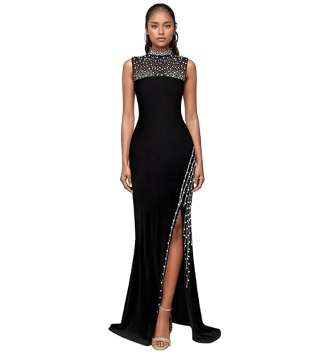 PORRCEY Women Sexy Elegant Rhinestone Mesh See Through Evening Dresses Party Club Night Clubwear | Amazon (US)