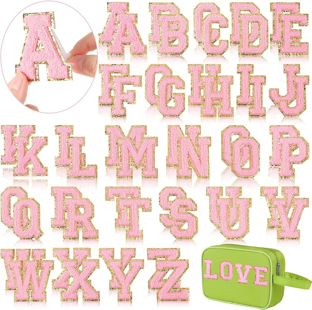 WILLBOND 52 Pcs Chenille Letter Patches Bulk Self Adhesive Letter Patches for Backpacks Stick on ... | Amazon (US)