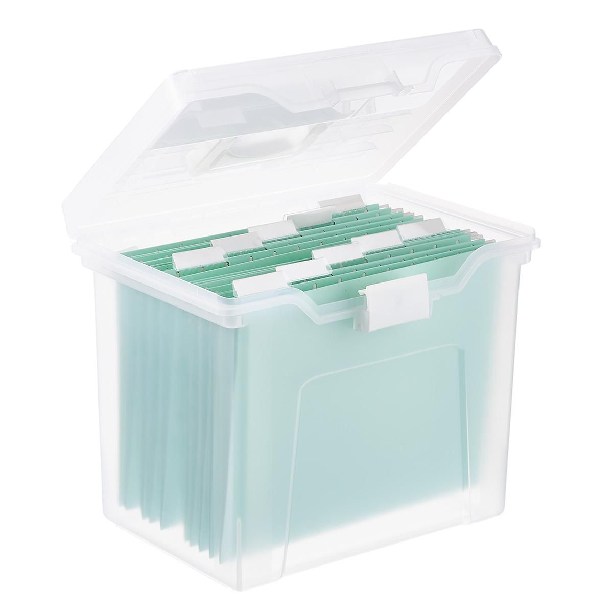 Iris Clear Letter-Size Portable File Box with Lid Organizer | The Container Store