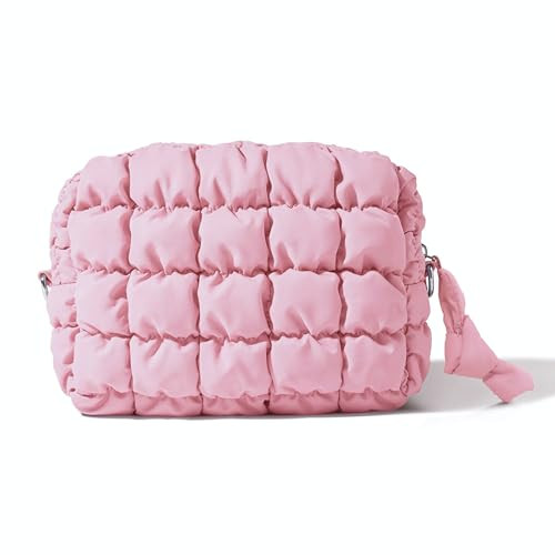 Yarnic Quilted Makeup Bag Cosmetic Bag, Travel Toiletry Bag for Women, Cute Makeup Bag Organizer ... | Amazon (US)