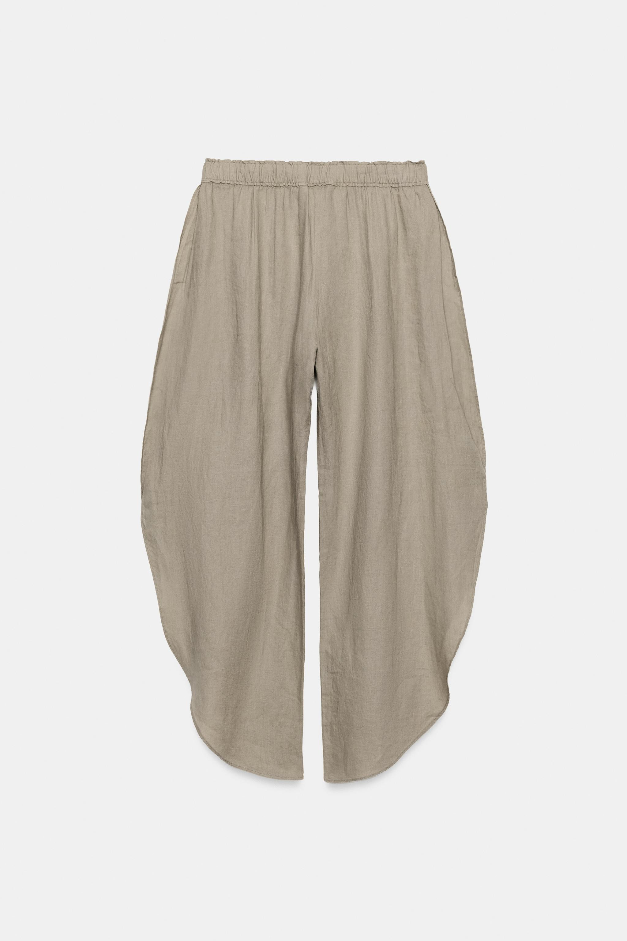ZARA WOMAN COLLECTIONPants with main fabric made of 100% linen yarn. Mid-rise with adjustable ela... | Zara US