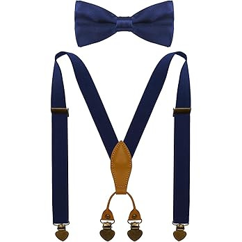 Men's Boys' Suspenders and Bow Tie Set with Heart Clips Y Style Adjustable | Amazon (US)