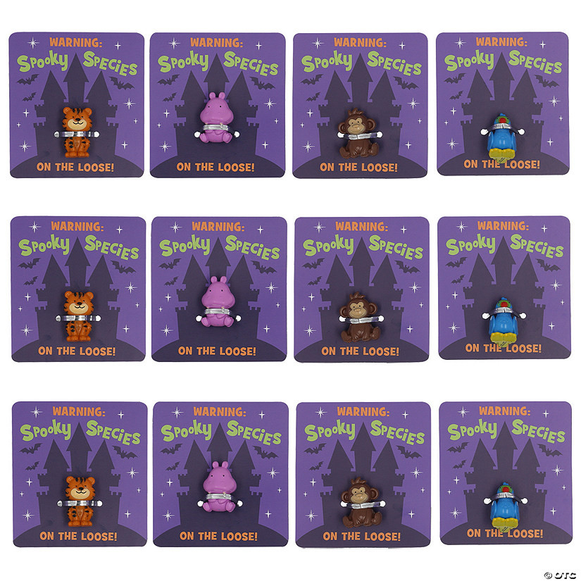1 1/2" – 2" Halloween Mini Vinyl Zoo Animals with Card Handout for 12 | Oriental Trading Company