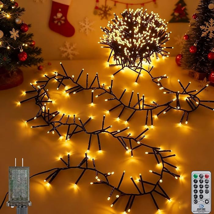 Christmas Cluster Lights Plug-in -52FT 800 LED Firecrackers String Lights,8 Modes Timer Waterproo... | Amazon (US)
