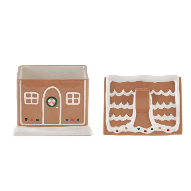 Holiday Time Ceramics Gingerbread House Cookie Jar, Food Storage | Walmart (US)