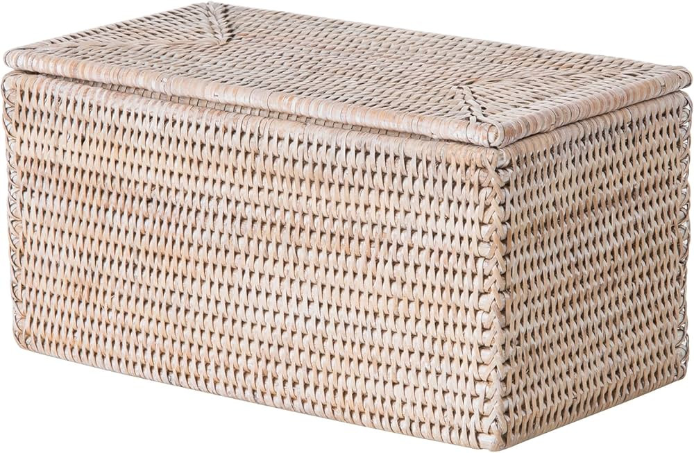 Kouboo La Jolla Rectangular Rattan Box, White-Wash Toilet Roll Storage Basket (1030101) | Amazon (US)