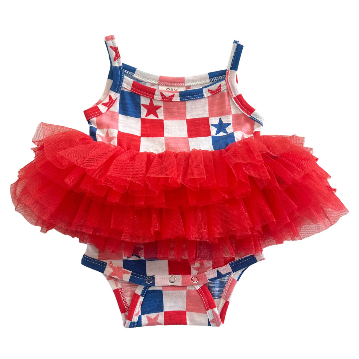 Red, White, Blue & Pink Checkerboard / Organic Tutu Bodysuit | SpearmintLOVE