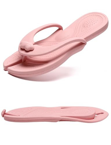 Kiemorgy Travel Slippers for Women Men, Pink Folding Slides Sandals Size 9, Portable Hotel Spa Slippers, Waterproof Quick Drying Flip Flops, Shower Shoes Beach Sandals-JD01 pink L | Amazon (US)