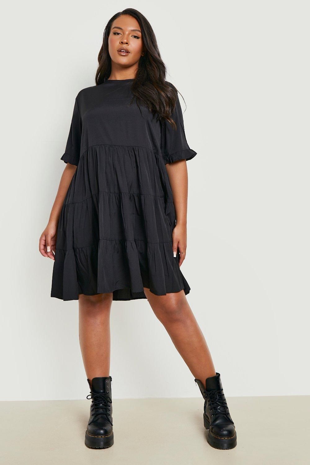Womens Plus Woven Smock Dress - Black - 18 | Boohoo.com (US & CA)