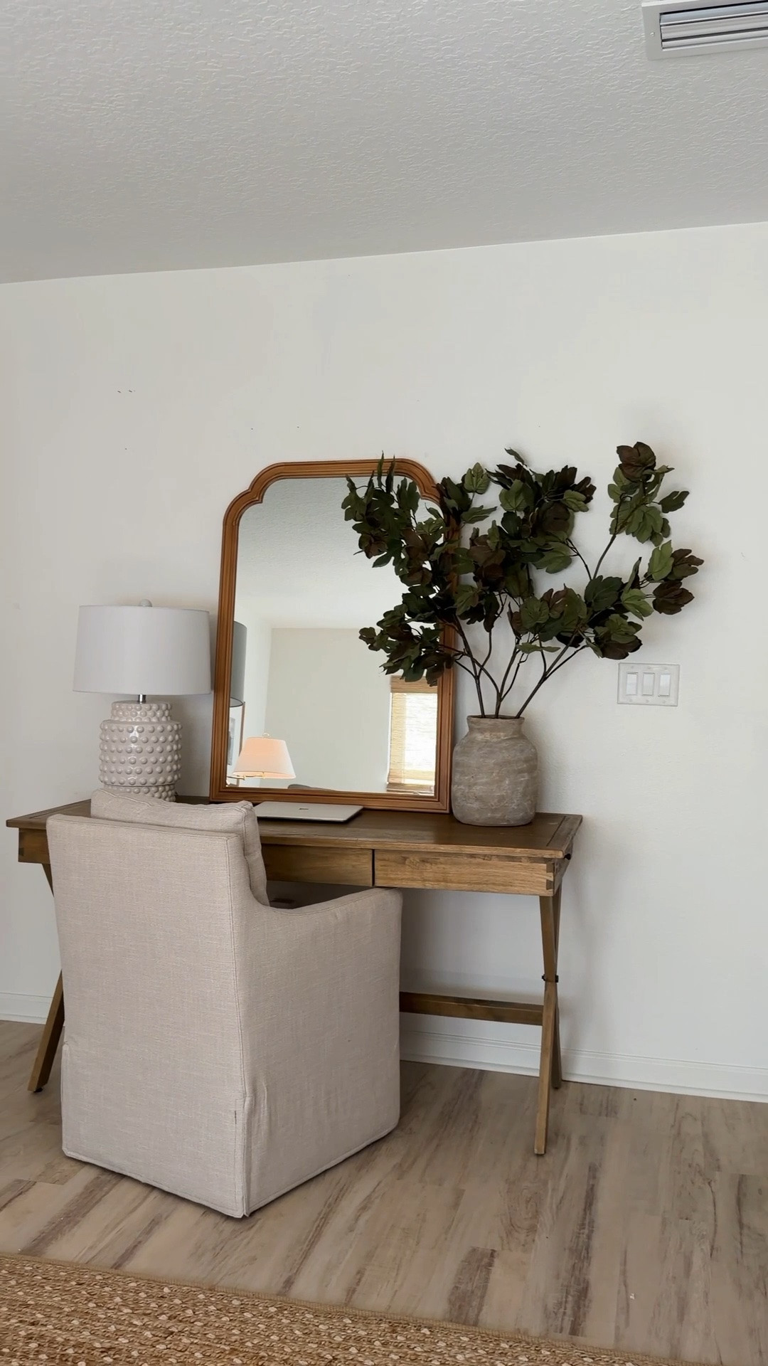 Painting the shiplap and Working on decorating our loft space for fall….also ordered this frame tv to hang above the console on the shiplap wall.