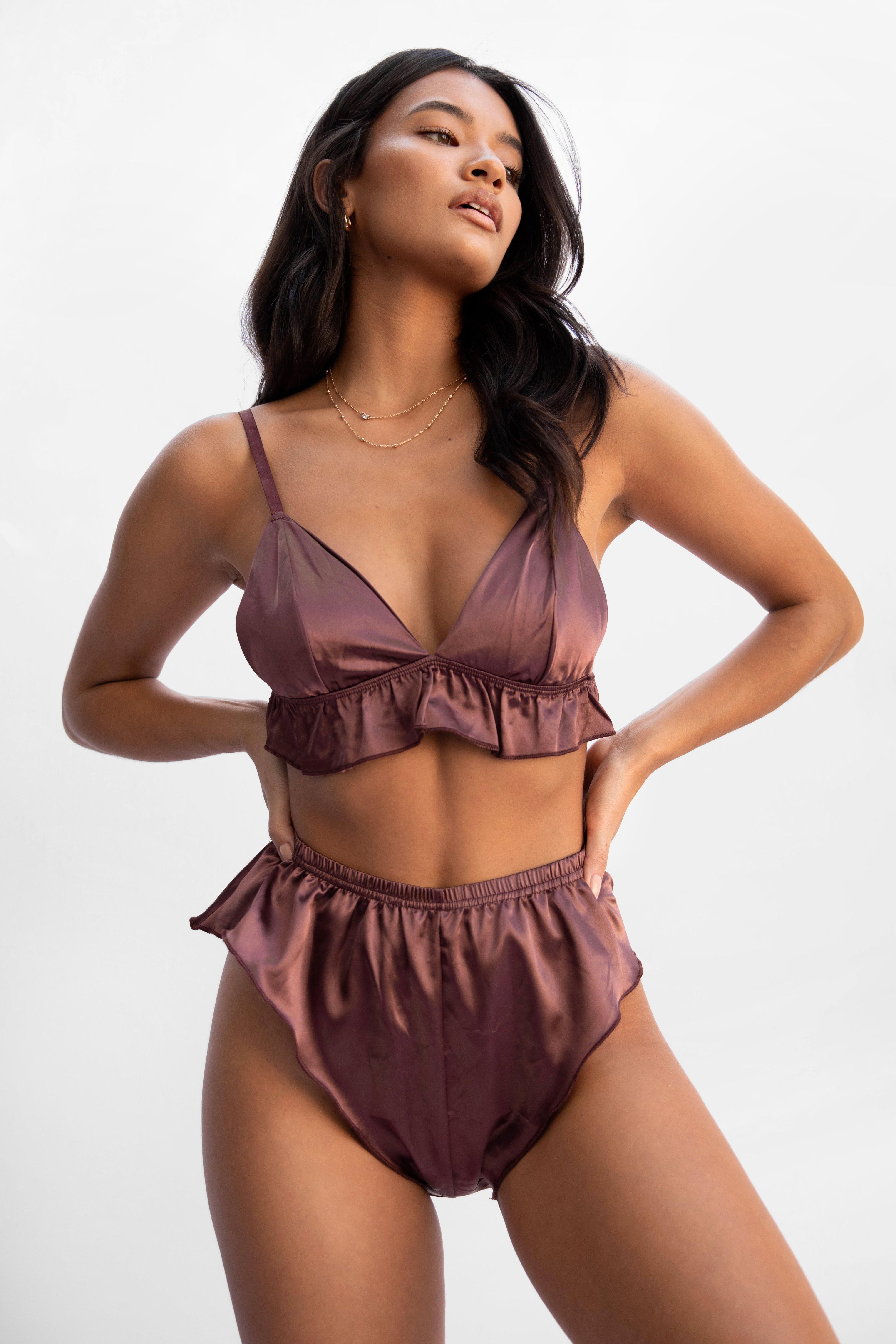 Love Affair Satin Ruffle Bralette and Panty Set | NastyGal (US & CA)