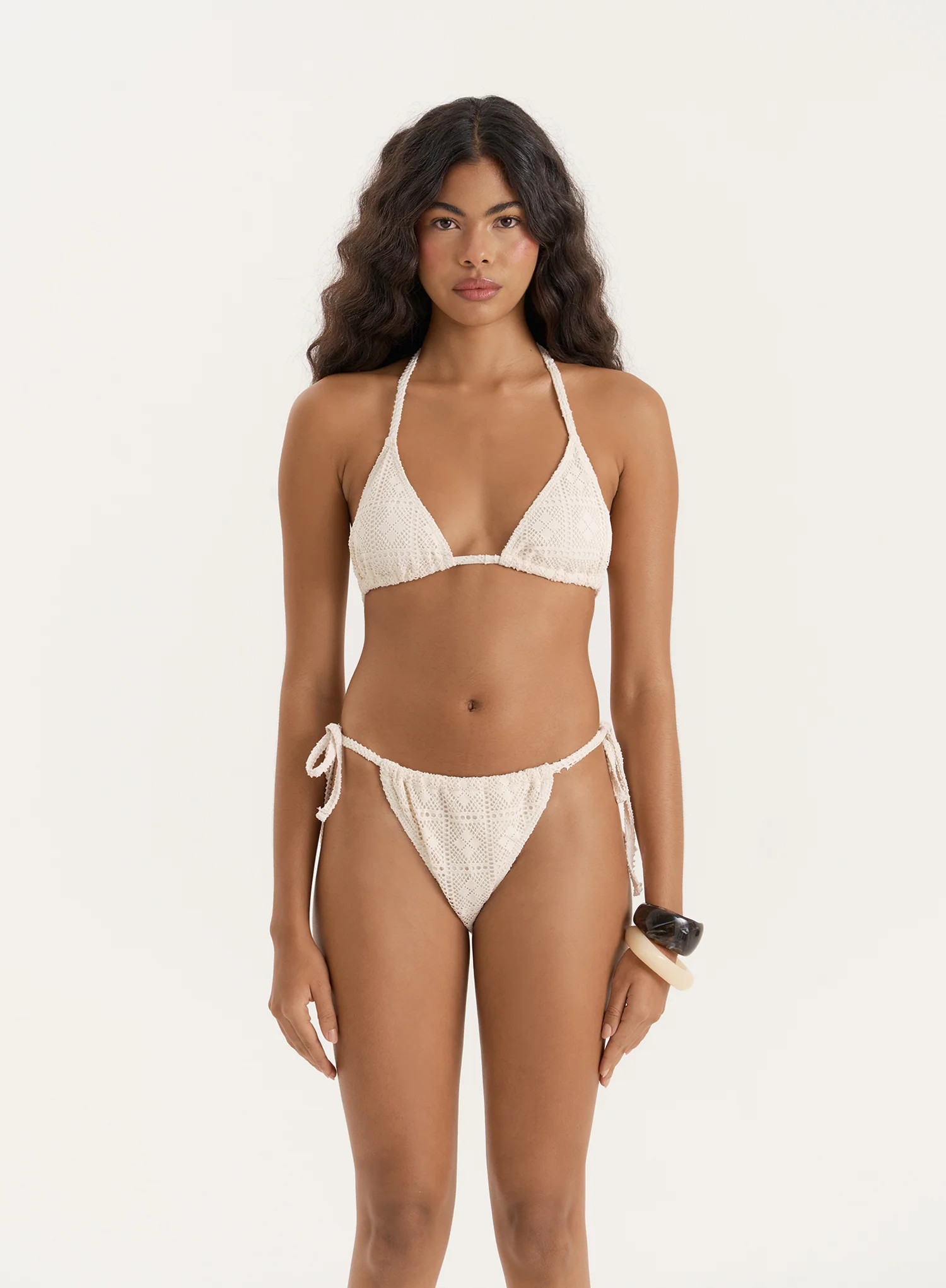 Cream Crochet Triangle Bikini Top- Jojo | 4th & Reckless