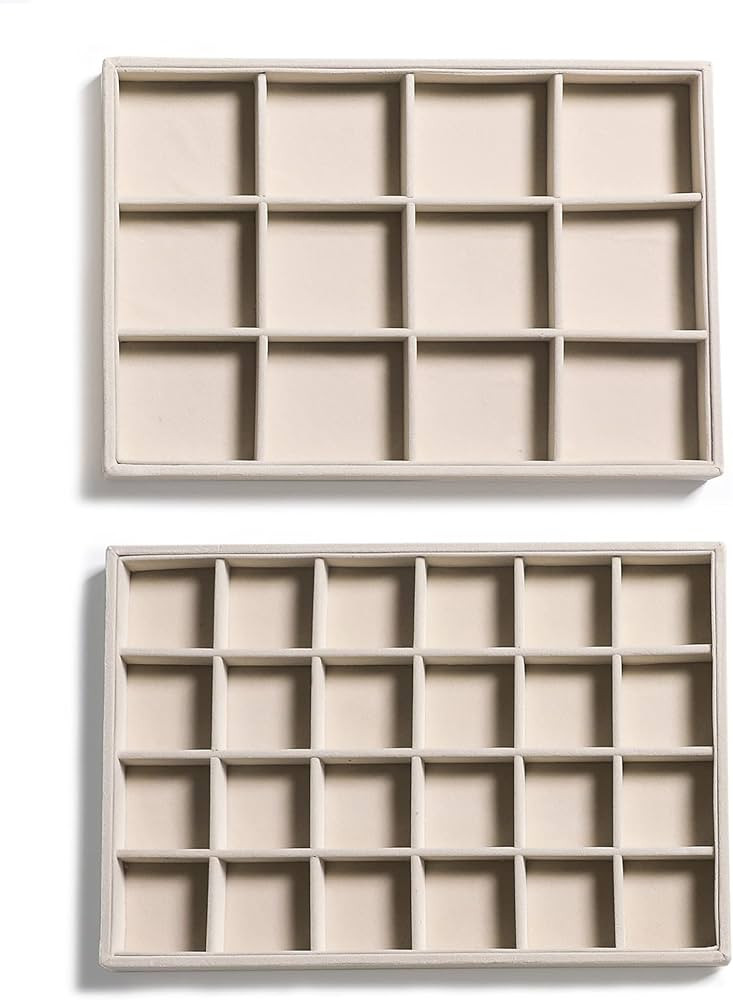 Frebeauty Stackable Velvet Jewelry Organizer Trays for Drawers Inserts Jewelry Storage Tray Displ... | Amazon (US)