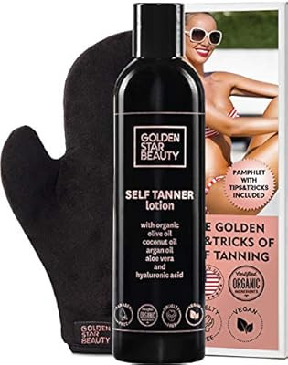 Self Tanner with Tanning Mitt - Sunless Tanning Lotion w/Hyaluronic Acid & Organic Oils Gradual B... | Amazon (US)