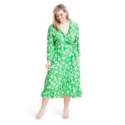 Daisy 3/4 Sleeve Ruffle Wrap Dress - RIXO for Target Green | Target