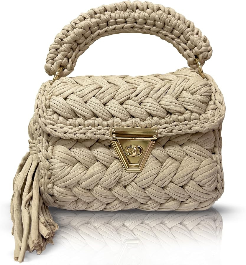 CHQEL Evening Clutch Bag for Women, Handmade Crochet Wedding Party Purse, Small Flap Formal Cross... | Amazon (US)