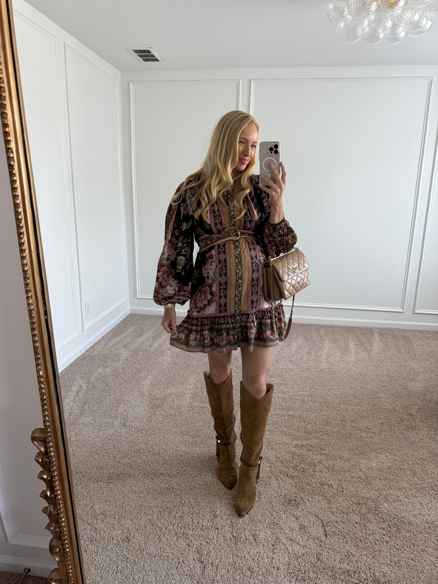 So excited about this gorgeous fall toned dress! I’m wearing a small and the belt is a little tight with a bump (size up if you need it for maternity) but otherwise it’s TTS. Styled with suede knee high boots on sale (size up for a bunion or wider foot) 



#LTKSeasonal #LTKBump #LTKSaleAlert