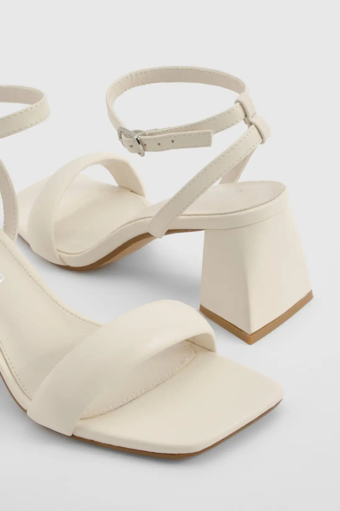 Off White Padded Strappy Two Part Heels | Boohoo | Boohoo.com (UK & IE)