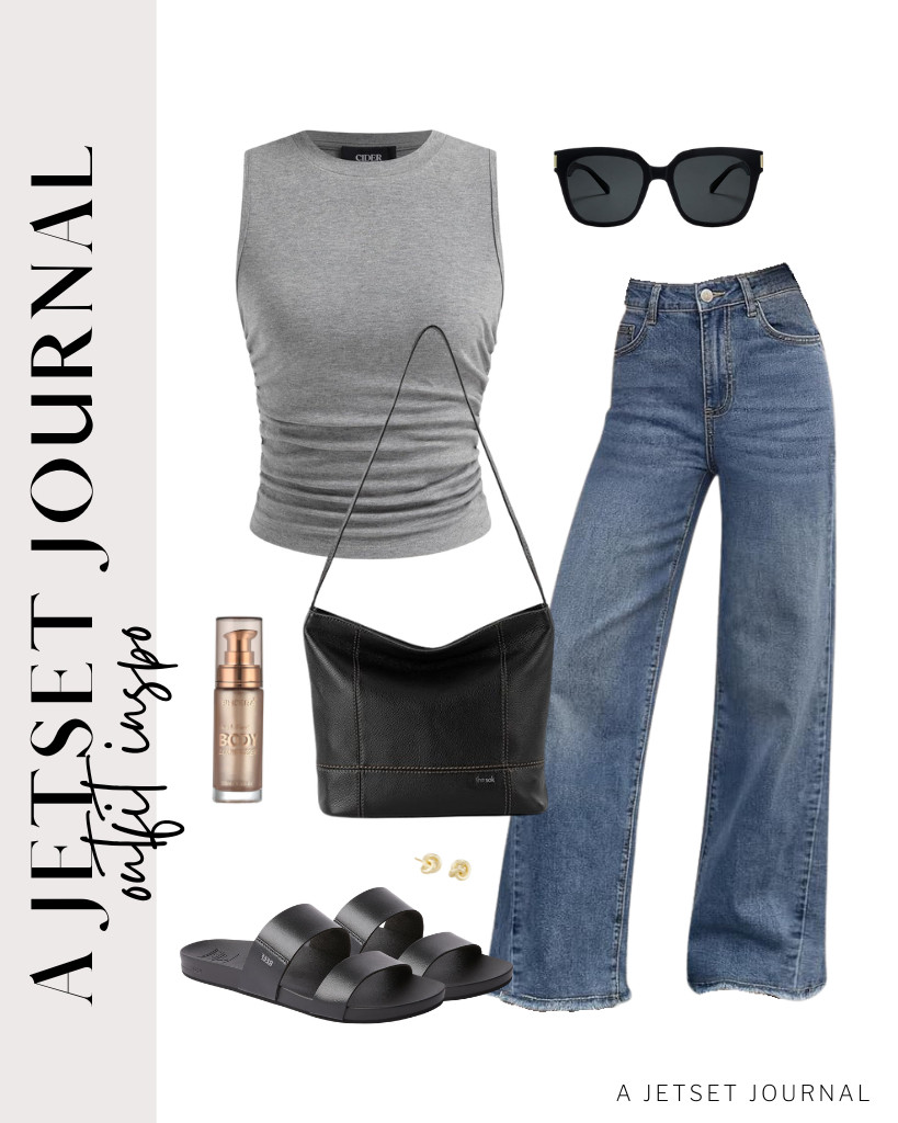 Start your next look with this classy ruched crop top, Trendy Queen wide-leg jeans, and these lightweight sandals from REEF. I love how The Sak De Young Bag, sunnies, and Kendra Scott Presleigh Stud Earrings complement the look.

#LTKSeasonal #LTKSaleAlert #LTKTravel 

 