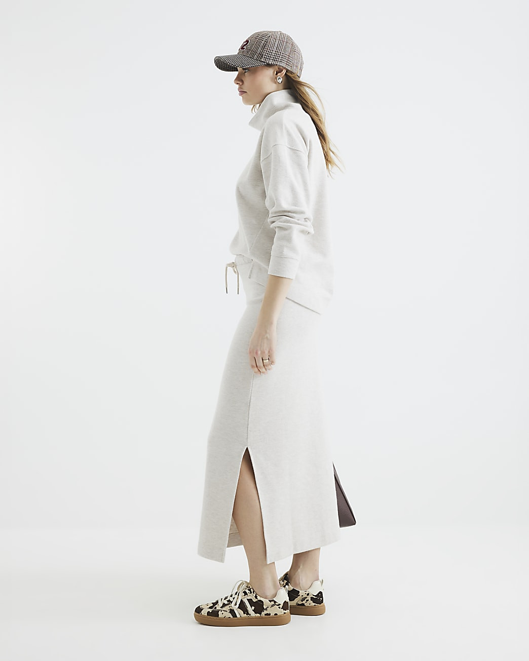 Beige Marl Cosy Midi Skirt | River Island UK & IE