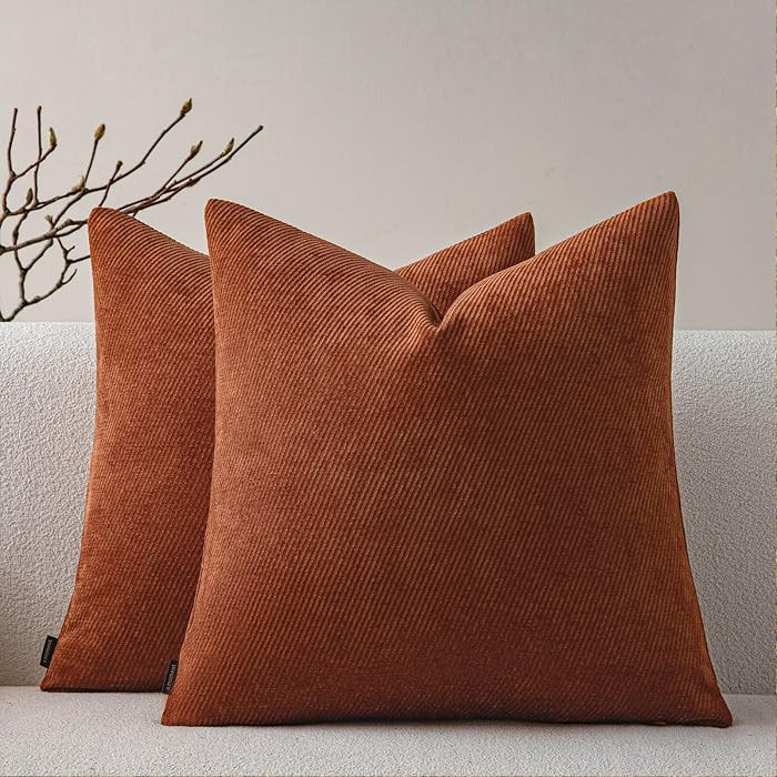 Fall Decorative Throw Pillow Covers Pack of 2,18x18 Inch Rust | Amazon (US)