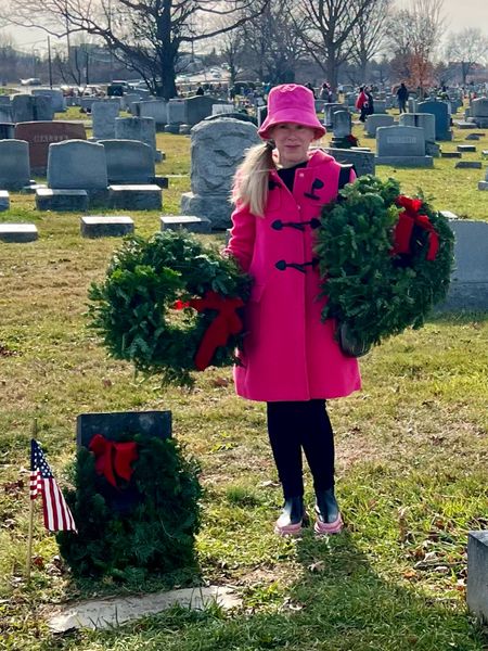 Wearing a pink corduroy bucket hat to place wreaths at soldiers’ graves for Wreaths Across America.

#LTKover40 #LTKfindsunder100 #LTKstyletip