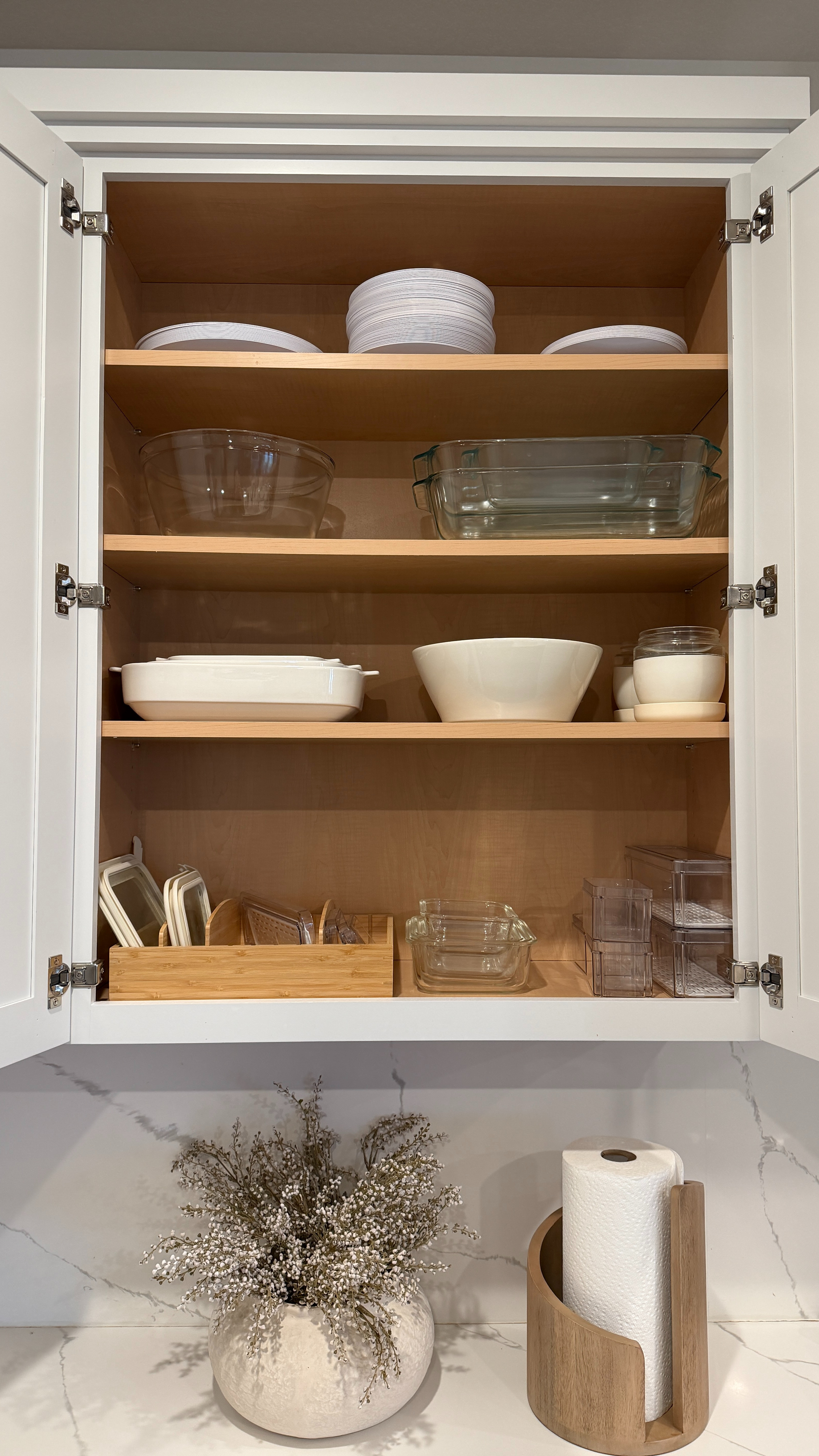 Kitchen cabinet organization 🤍 Pretty and practical systems that make the space feel calm and organized.  

 

#LTKHome