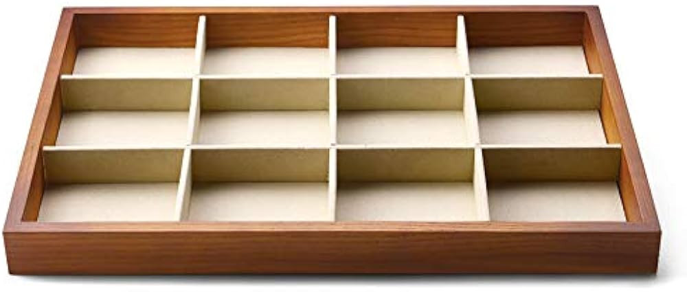 Oirlv 12 Grids Wood Jewelry Organizer Tray Stackable Jewelry Drawer Tray Bracelet/Watch Showcase ... | Amazon (US)