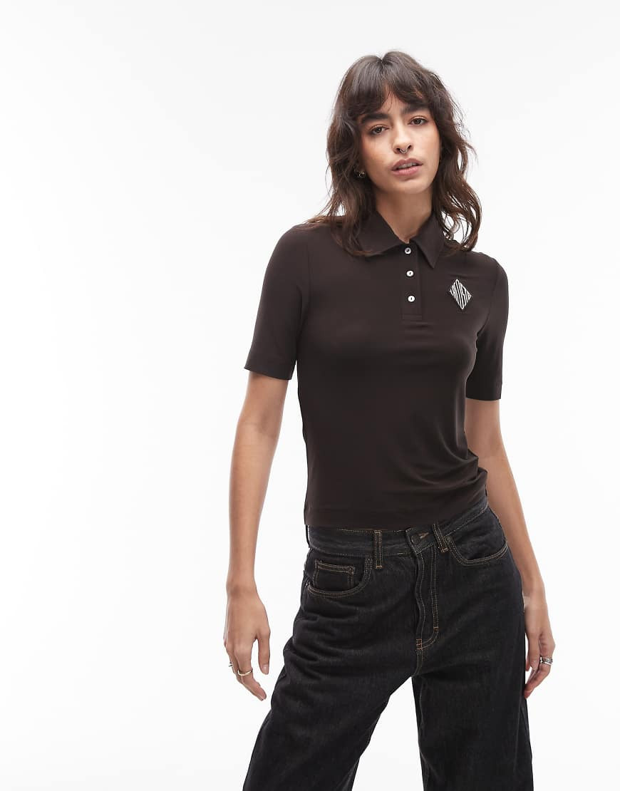 Lacoste knitted polo in brown | ASOS (Global)