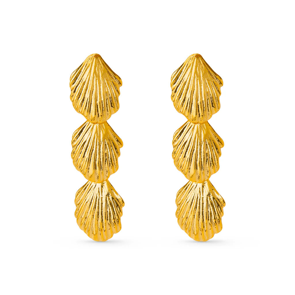 Statement Overlapping Shell Drop Earrings | Orelia